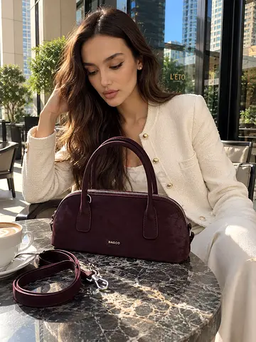 Burgundy Suede Shoulder Bag | Women’s Handbag | Mini Bag