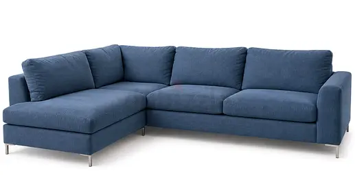 Blue L-shaped Fabric Corner Sofa - Left Chaise, Modern Design