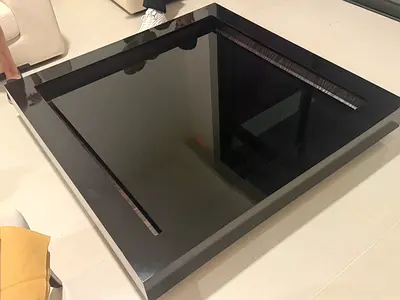 Black Glossy Square Coffee Table - Modern Low Profile