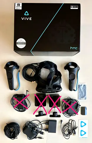 HTC Vive PC VR Headset + Controllers & Link Box (No Base Stations)