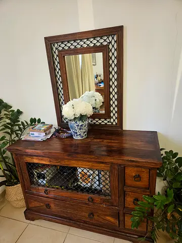 Solid wood cabinet with mirror for immediate sale!