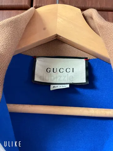 Gucci mens sweater jacket - blue & beige, made in Italy, size small.