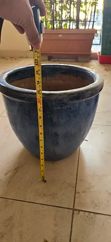 Large Blue Glazed Ceramic Plant Pot / Planter