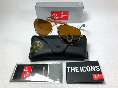 Ray-Ban Aviator Sunglasses (Gold Frame, Brown Lenses) with Case