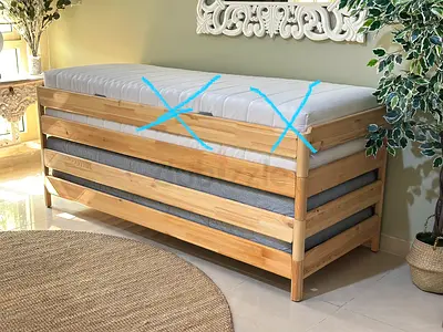 Wooden Single Daybed / Guest Bed with Mattress - Natural Pine
