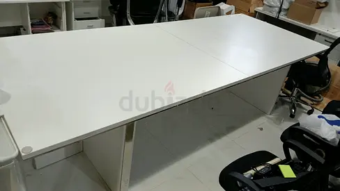 Large White Office Workstation Table - Double Desk (Used)