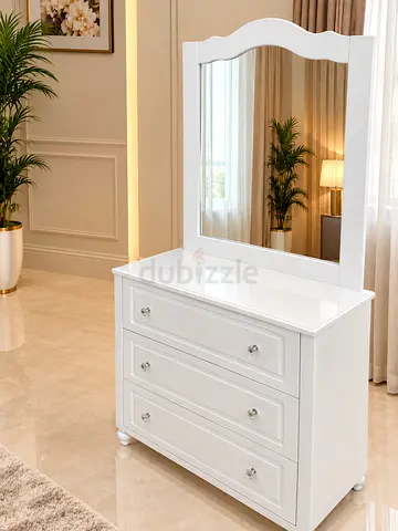 White 3-Drawer Dresser with Mirror - Good Condition