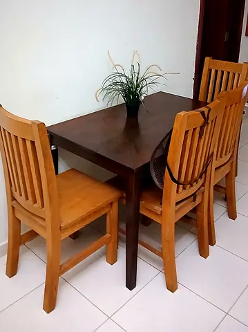 Solid Wood Dining Set, Table + 4 Chairs
