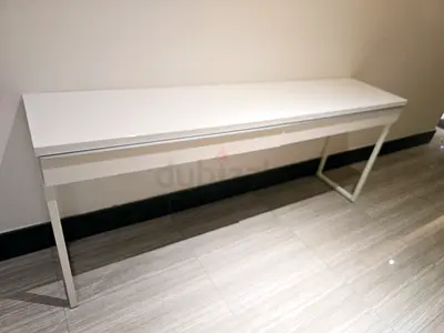 Sleek White Console Table with Slim Drawers - Good Condition
