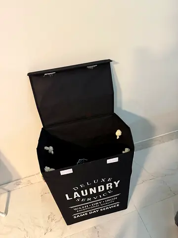 Black Foldable Laundry Basket with Lid