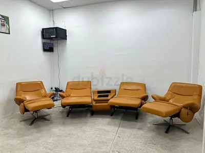 Pure leather electric recliner sofa set