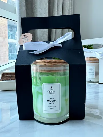 Scented Glass Jar Candles (Matcha Latte) - New
