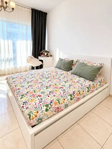 IKEA MALM King Bed 180x200 + 2 Storage Boxes – White | AED 650