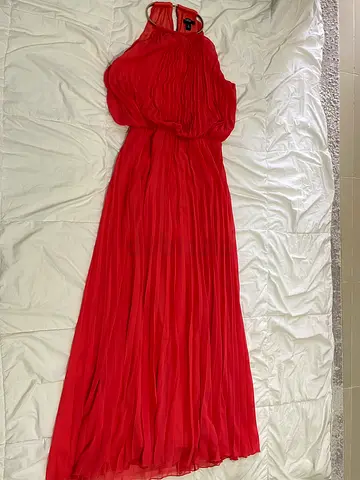 Red Long Chiffon Evening Dress, Size M