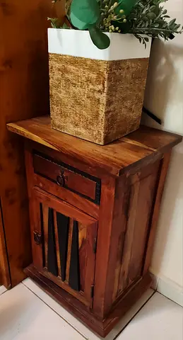 Solid Wood Bedside Cabinet with Drawer and Door