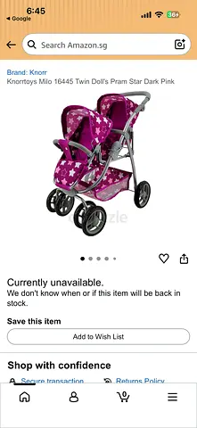 Twin Dolls Pram Stroller - Pink Star Pattern, Used