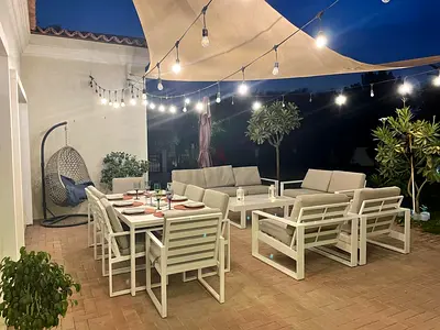 Outdoor Sofa set: 4 seat sofa + 3 seat sofa + 2 armchairs + low table. No negotiations