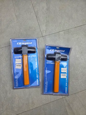 New Steering Wheel Lock Anti Theft Universal Car Security T Lock Heavy Duty (set of 2) — unused