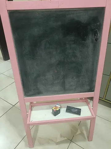 Pink Double-Sided Kids Chalkboard Easel with Chalk & Eraser