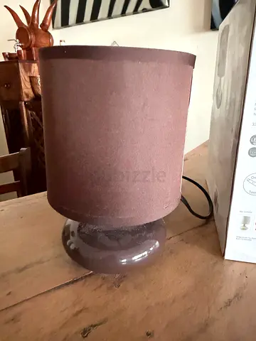 Brown table lamp with fabric shade — good working condition flower vase lanterns