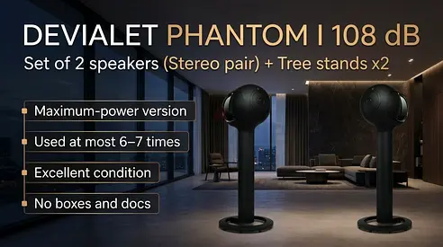 2 Devialet Phantom I 108 dB with Tree Stands