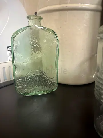 Vintage-style clear decorative glass bottle/jar - medium size can be used as flower vase