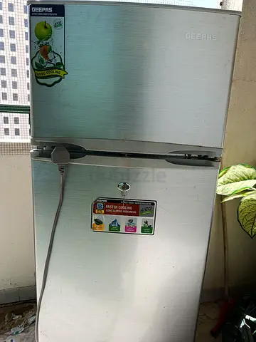 Geepas Double Door Mini Fridge - Silver, Good Working Condition
