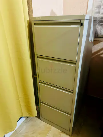 Used 4-Drawer Vertical Metal Filing Cabinet - Beige