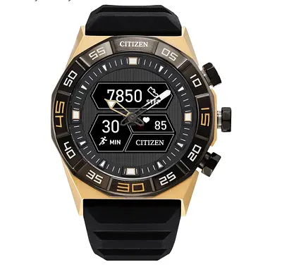 • Brand New Citizen CZ Smart PQ2 Hybrid Smartwatch - Gold Tone Case & Black Silicone Strap