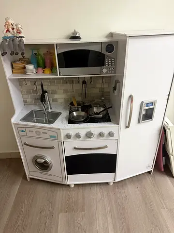 Wooden Play Kitchen Set with Oven, Microwave and Accessories