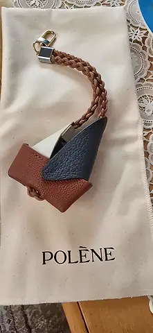 Polène leather braided keychain/charms - brown & navy. Limited edition