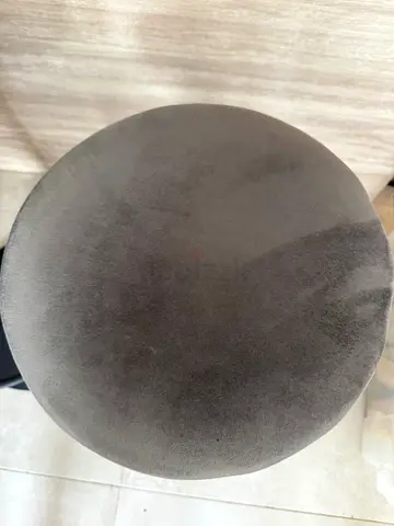 Round Grey Velvet Stool / Ottoman - Good Condition