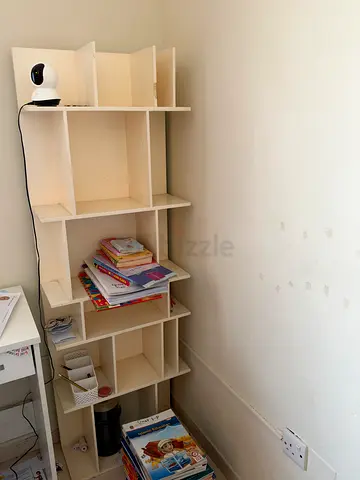 Tall White Modular Bookshelf and Kids Study Table - Urgent Sale