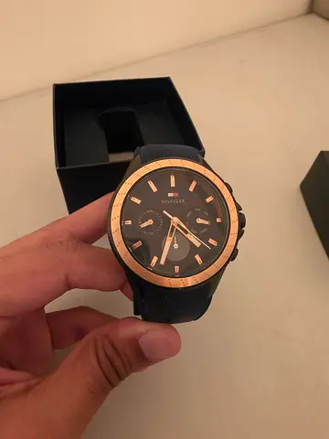 Tommy Hilfiger Men's black sport watch with bronze bezel