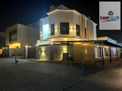 Corner villa for annual rent in Al Zahia, Ajman—first-time occupancy. It features a large