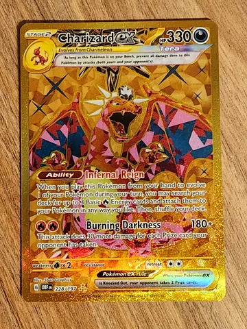 Pokémon Charizard ex 228/197 Gold Hyper Rare – Perfect Condition