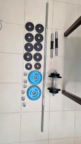 Adjustable Dumbbell and Barbell Set with Plates and Collars - Used