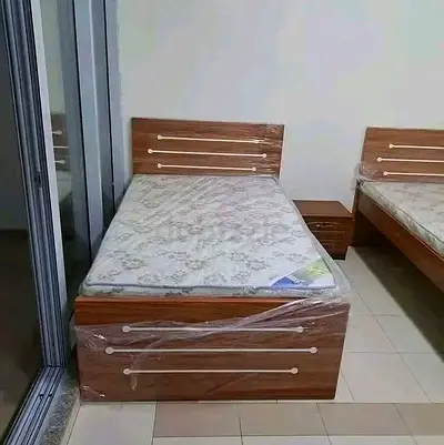 Single wooden bed frame with mattress - good condition
