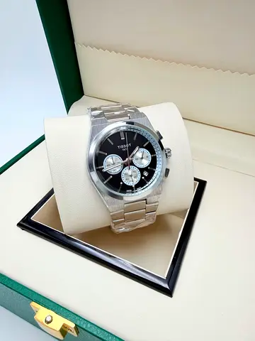 Tissot Stainless Steel Chronograph Men's Watch - Black Dial