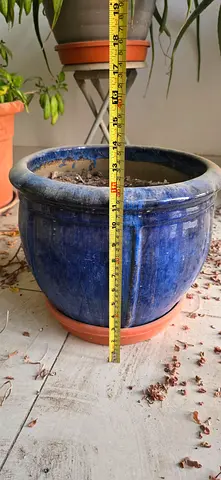 Large Blue Glazed Ceramic Plant Pot