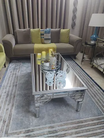 2XL Mirrored Glass Coffee Table - Modern Living Room Centerpiece