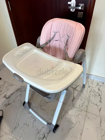 Joie Pink adjustable baby high chair with removable tray - good condition