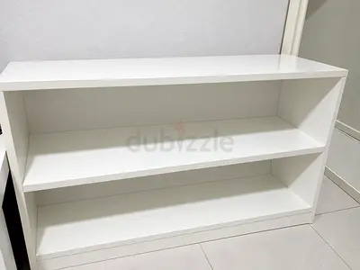 Simple White Open Bookcase / Shelf - 2-Tier, Good Condition