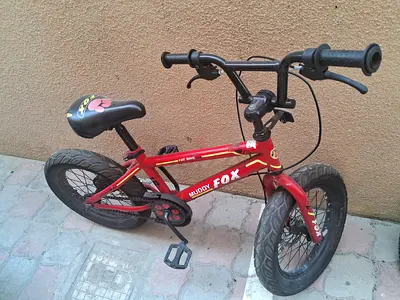 Kids Muddy Fox red 14-inch bicycle - good used condition