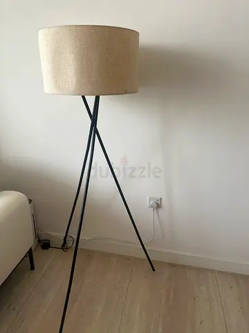 Tripod Floor Lamp with Beige Fabric Shade - Minimal Design