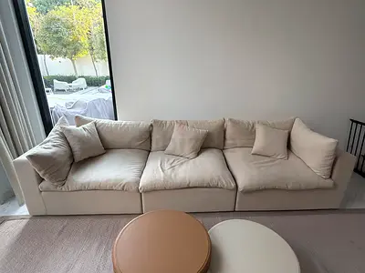 Beige 3-Seater Modular Sofa with Cushions - Good Condition