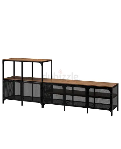 TV Unit with Shelves and Mesh Doors