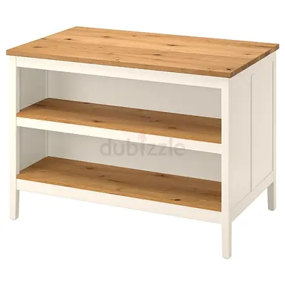 IKEA TORNVIKEN Kitchen Island (Off-White / Solid Oak Worktop)
