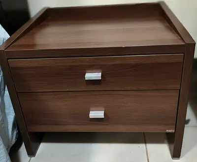Wooden 2-Drawer Nightstand / Bedside Table - Dark Brown