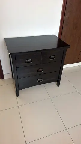 Dark wood 3-drawer bedside cabinet / nightstand - good condition